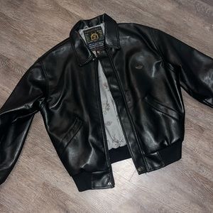 Men’s 52/L,R.G.A Reportage Italian Leather Flying Zip Up Jacket,Bomber,Casual